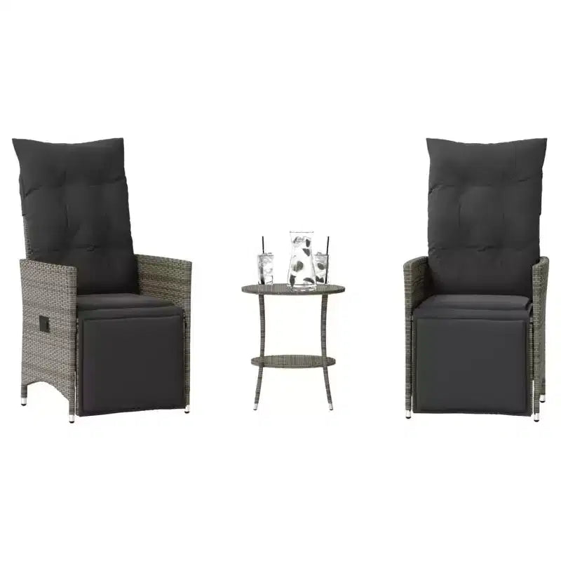 vidaXL Ensemble bistrot 3 pièces avec coussins en résine tressée gris