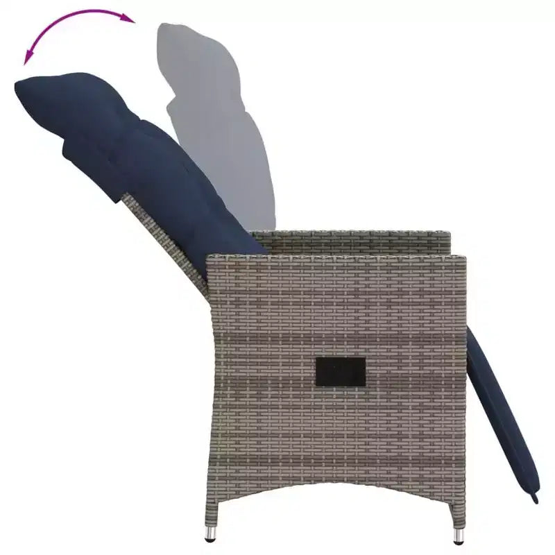 vidaXL Ensemble bistrot 3 pièces avec coussins en résine tressée gris