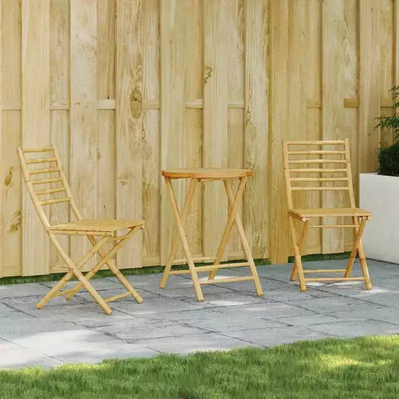 vidaXL Ensemble de bistrot Bambou naturel Bambou Taille standard Pliable