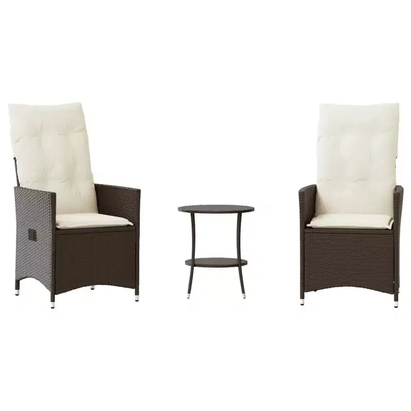 vidaXL Bistro Set with Cushions Poly Rattan