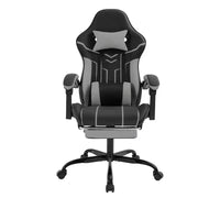 Chaise de jeu MAYEERTY, chaise d'ordinateur, chaise ergonomique avec repose-pieds et soutien lombaire pour salon, noir-gris