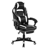 Chaise de jeu Grande Taille avec Repose-pieds, Fauteuil de Bureau Ergonomique Inclinable à Dossier Haut pour Adultes 56P x 68,5L x 127H cm