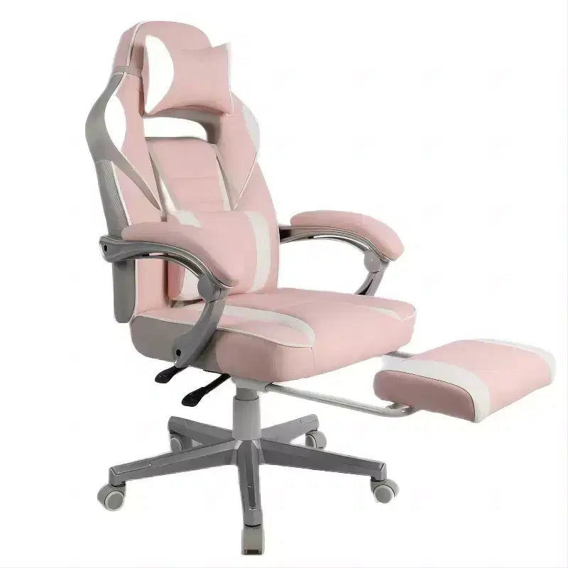 Chaise de jeu Grande Taille avec Repose-pieds, Fauteuil de Bureau Ergonomique Inclinable à Dossier Haut pour Adultes 56P x 68,5L x 127H cm