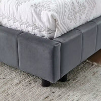 Cadre de lit capitonné pleine grandeur MAYEERTY avec dossier confortable et accoudoirs pour chambre à coucher ou salon, gris