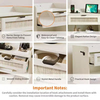 Lot de 2 tables de chevet en rotin avec station de recharge, table de nuit bohème avec tiroir et étagère ouverte pour chambre, salon et bureau