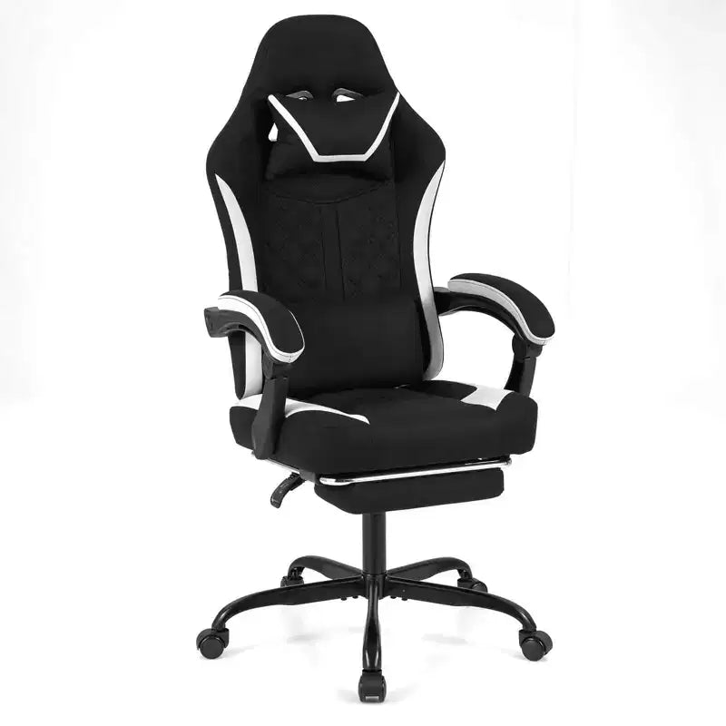 Chaise de jeu Costway avec appui-tête, support lombaire, accoudoirs liés, dossier inclinable