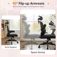 Chaise ergonomique en maille respirante KERDOM avec support lombaire, accoudoirs relevables, chaise de bureau gamer pour la maison ou le bureau
