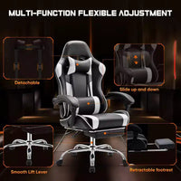 Chaise de jeu ergonomique TUYOHW avec repose-pieds, fauteuil inclinable en cuir PU avec appuie-tête et accoudoir fixe, chaise d'ordinateur pour le bureau et l'étude