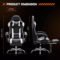 Chaise de jeu ergonomique TUYOHW avec repose-pieds, fauteuil inclinable en cuir PU avec appuie-tête et accoudoir fixe, chaise d'ordinateur pour le bureau et l'étude
