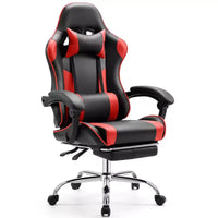 Chaise de jeu ergonomique TUYOHW avec repose-pieds, fauteuil inclinable en cuir PU avec appuie-tête et accoudoir fixe, chaise d'ordinateur pour le bureau et l'étude