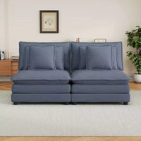 Canapé modulaire moderne MAYEERTY 70.8 en velours côtelé avec quatre coussins pour salon, bleu