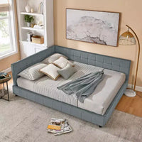 Bellemave Lit de repos rembourré Queen avec dossier et accoudoirs confortables, cadre de lit de repos rembourré pour chambre et salon, velours
