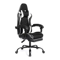 Chaise de Gaming Style Racing, Chaise E-sport Ergonomique avec Massage, Cuir PU, Mousse Moulée Haute Densité, Confortable et Sûre, Blanc