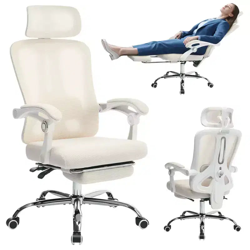 Acekool Fauteuil inclinable ergonomique en maille avec repose-pieds, réglage lombaire et appui-tête, pour bureau à domicile et salle de jeux