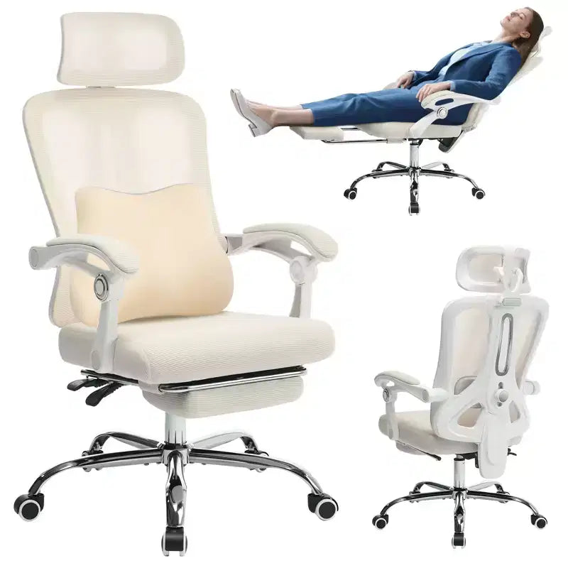 Acekool Fauteuil inclinable ergonomique en maille avec repose-pieds, réglage lombaire et appui-tête, pour bureau à domicile et salle de jeux