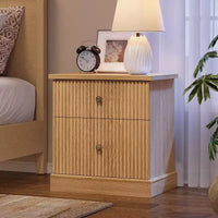 Table de chevet à tiroirs cannelés, table de chevet de style moderne du milieu du siècle avec base à bords incurvés, rangement peu encombrant pour chambre et salon