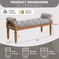 Banc de lit rembourré classique, ottoman capitonné, banc à chaussures de style Mid-Century pour entrée, tabouret de coiffeuse rembourré avec accoudoirs roulés - ModernLuxe