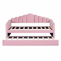 Canapé-lit rembourré double avec lit gigogne et station de recharge USB, lit de repos en velours pour chambre à coucher, rose