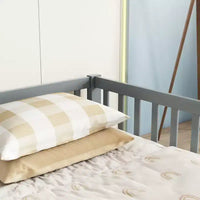 Lit double superposé avec barrière de sécurité, lit plateforme en bois avec clôture pour 2 enfants
