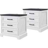 BALHAM TRADE-Tables de chevet lot de 2 avec station de recharge, 3 grands tiroirs, pour chambre à coucher ou salon