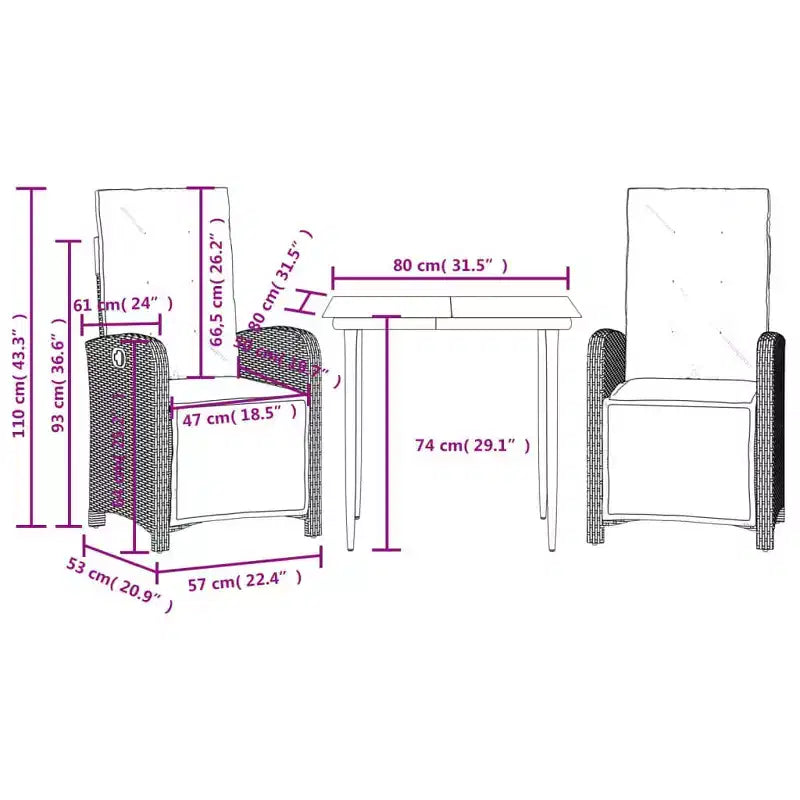 vidaXL Ensemble repas de patio avec coussins - Élégant et confortable
