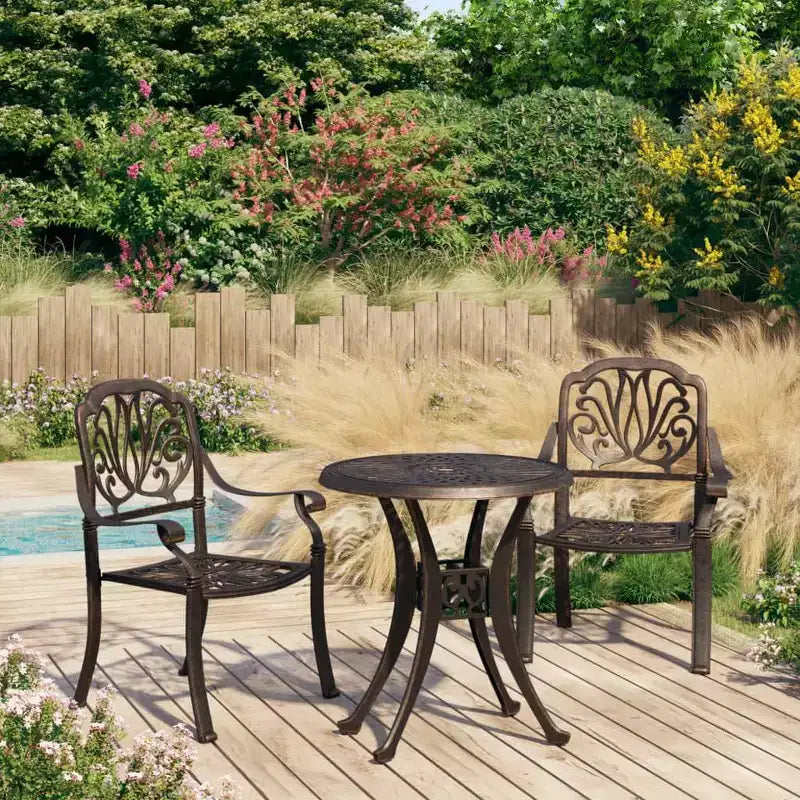 vidaXL Ensemble de bistrot en aluminium moulé, durable, rond