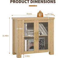 Buffet de cuisine 84 cm/150 cm avec portes en verre trempé – Meuble de rangement en bois pour salle à manger et salon