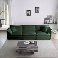 MAYEERTY Canapé de salon/chambre moderne du milieu du siècle à 3 places avec 2 accoudoirs et 3 coussins décoratifs, vert