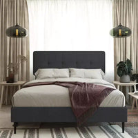 Lit plateforme capitonné en lin avec tête de lit réglable GDFStudio Ashford
