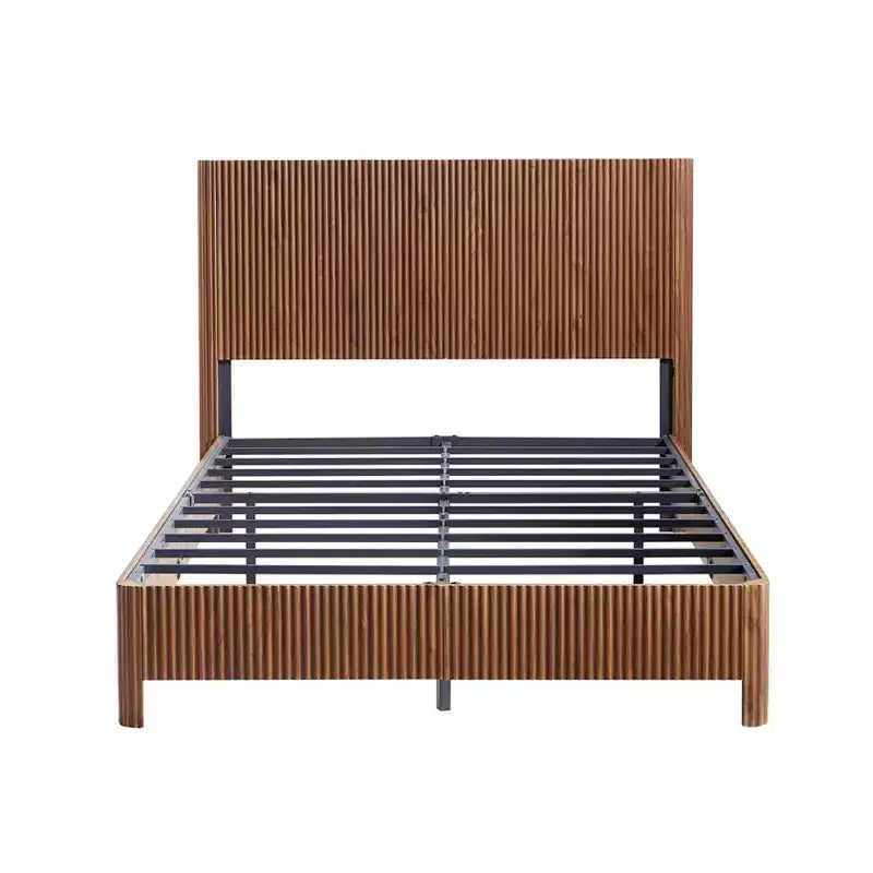 Cadre de lit plateforme en bois taille Full / Queen / King avec accents ondulés - ModernLuxe