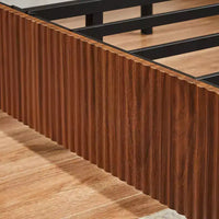 Cadre de lit plateforme en bois pour lits Double/Queen/King avec accents ondulés - ModernLuxe