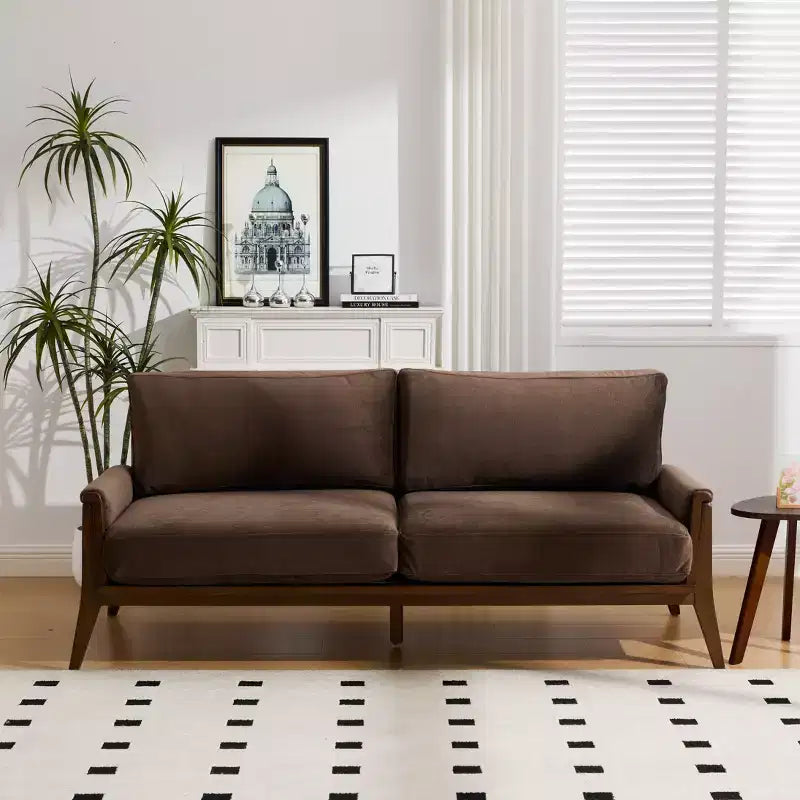 Christopher Knight Home Sneha Canapé moderne 3 places en velours et bois de 74 po