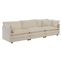 Canapé d'angle modulaire en chenille en forme de U Homy Casa avec poufs réversibles, confort coussiné profond, beige
