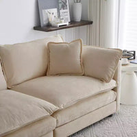 Canapé d'angle modulaire en chenille en forme de U Homy Casa avec poufs réversibles, confort coussiné profond, beige