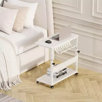 Support de tour d'ordinateur ajustable sur roulettes avec gestion des câbles, hauteur réglable de 58 à 86,6 cm pour sous le bureau. Support mobile à 2 niveaux pour bureau et maison, blanc.