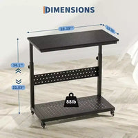 Support de tour d'ordinateur ajustable sur roulettes avec gestion des câbles, hauteur réglable de 58 à 86,6 cm pour sous le bureau. Support mobile à 2 niveaux pour bureau et maison, blanc.