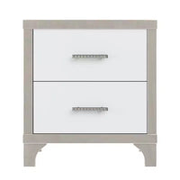 Table de chevet moderne laquée brillante avec 2 tiroirs, élégante table de chevet avec pieds et poignées en métal - Panipeachy