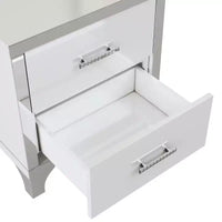 Table de chevet moderne laquée brillante avec 2 tiroirs, élégante table de chevet avec pieds et poignées en métal - Panipeachy