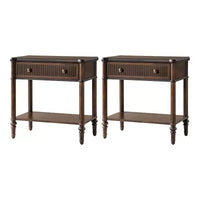 Godefroy Table d'appoint 1 tiroir, 66 cm, lot de 2 | HULALA HOME-WALNUT