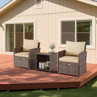 Ensemble de canapés de jardin 5 pièces à dossier haut, meubles d'extérieur en rotin PE avec coussins moelleux, 2 poufs et une table, pour jardin, balcon, porche, bord de piscine