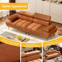 Canapé-lit 3 places en similicuir 86,6 po – Canapé-futon convertible avec dossier réglable et design divisé – Marron