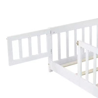 Lit de plancher double Luxystar avec clôture et porte pour chambre d'enfant