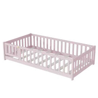 Lit de plancher double Luxystar avec clôture et porte pour chambre d'enfant