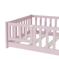 Lit de plancher double Luxystar avec clôture et porte pour chambre d'enfant