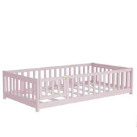 Lit de plancher double Luxystar avec clôture et porte pour chambre d'enfant
