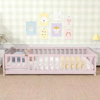 Lit de plancher double Luxystar avec clôture et porte pour chambre d'enfant
