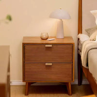 Table de chevet Linea Tambour 2 tiroirs avec poignée en laiton