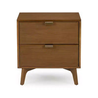 Table de chevet Linea Tambour 2 tiroirs avec poignée en laiton