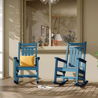 Ensemble de 2 fauteuils à bascule d'extérieur en PEHD tout temps avec dossier haut pour véranda et patio, confort haute résistance, assemblage facile