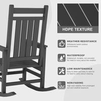 Ensemble de 2 fauteuils à bascule d'extérieur en PEHD tout temps avec dossier haut pour véranda et patio, confort haute résistance, assemblage facile